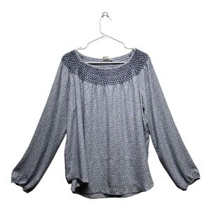 GAP Women's Size L‎ Peasant Sleeve Blue 100% Polyester Blouse Top - Boho Chic